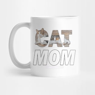 Cat mom - tabby white cat oil painting word art Mug